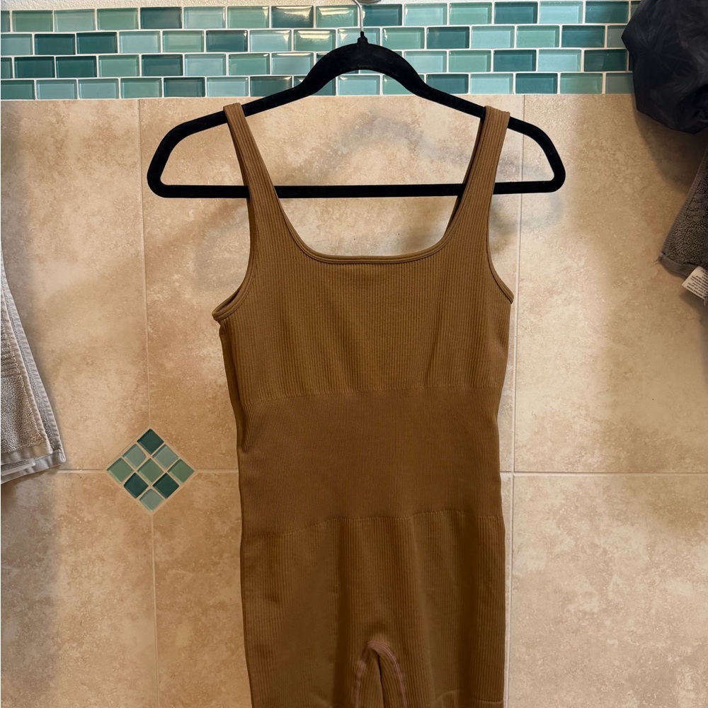 QQQ Ribbed Sleeveless Brown Jumpsuit